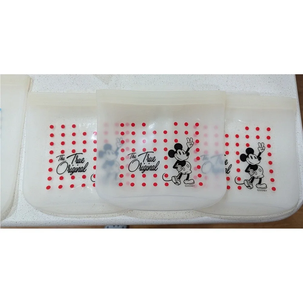 Pyrex Reusable Silicone Bags‎ Clear Mickey Mouse Polka Dot 6-Piece Set